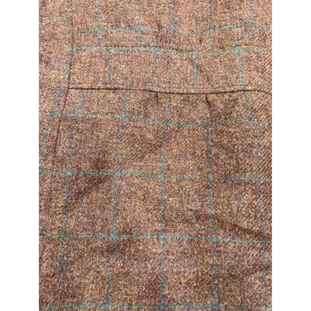 Cesarani Mens XXL Wool Tweed Shooting Jacket Suede Patches Brown Plaid Coat